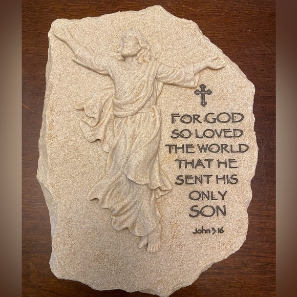 Bradford Exchange Cornerstones of Faith John 3:16 Plaque Jesus God Crucifixion - Picture 1 of 2